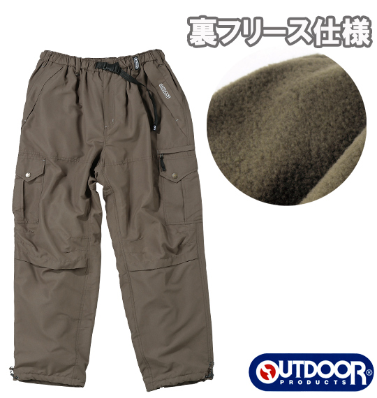 OUTDOOR PRODUCTS 裏フリースイージーカーゴパンツ カーキ