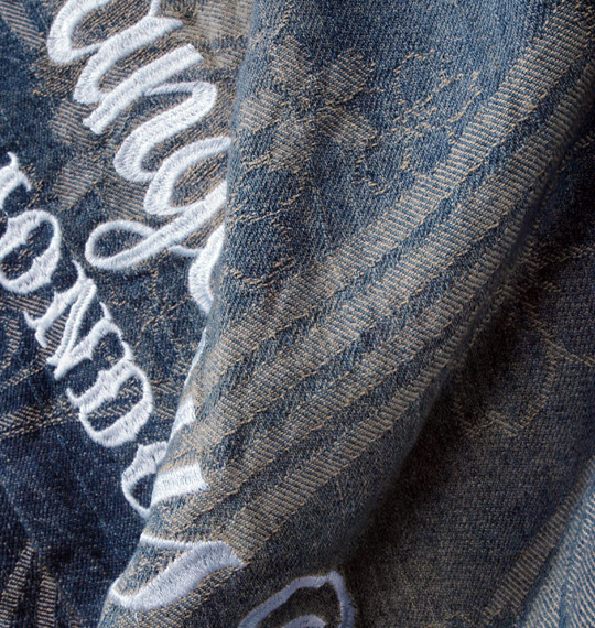 絡繰魂抜刀娘 刺繍ジャガードデニムパンツ ネイビー