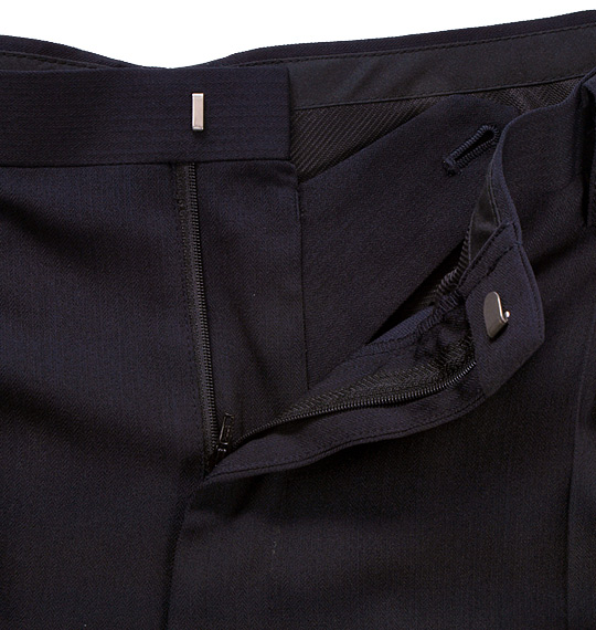 風通るスラックス ウエストストレッチツータックパンツ ネイビー