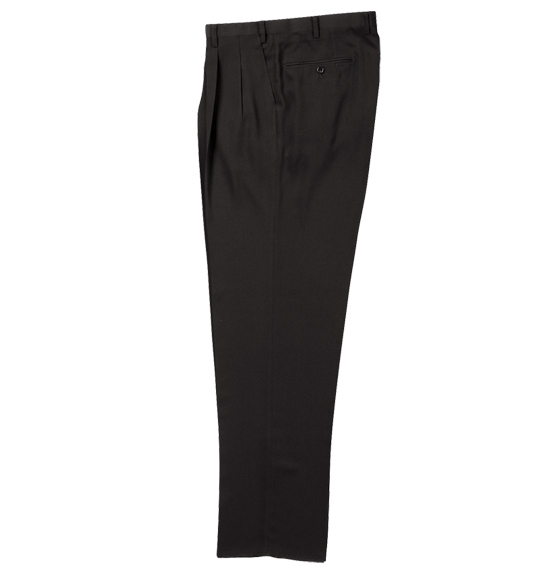 風通るスラックス ウエストストレッチツータックパンツ ブラック