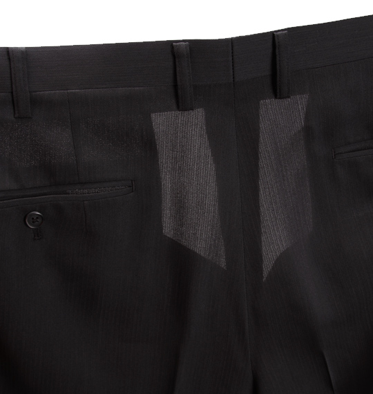 風通るスラックス ウエストストレッチツータックパンツ ブラック