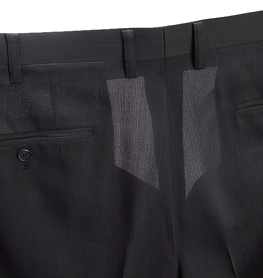 風通るスラックス ウエストストレッチツータックパンツ ダークグレー