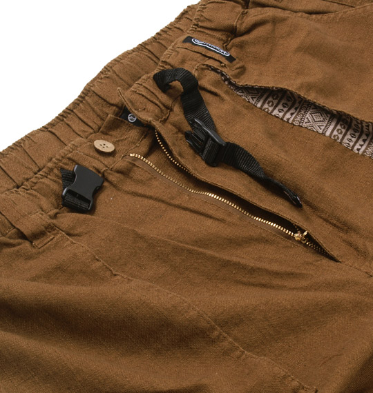OUTDOOR PRODUCTS 綿麻ロールアップハーフパンツ ブラウン