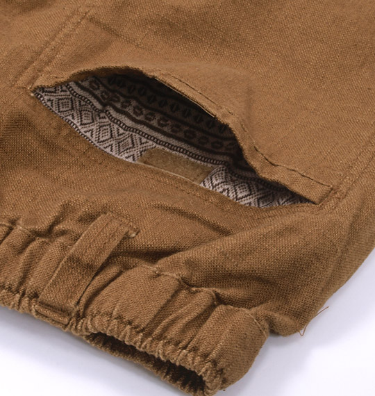 OUTDOOR PRODUCTS 綿麻ロールアップハーフパンツ ブラウン