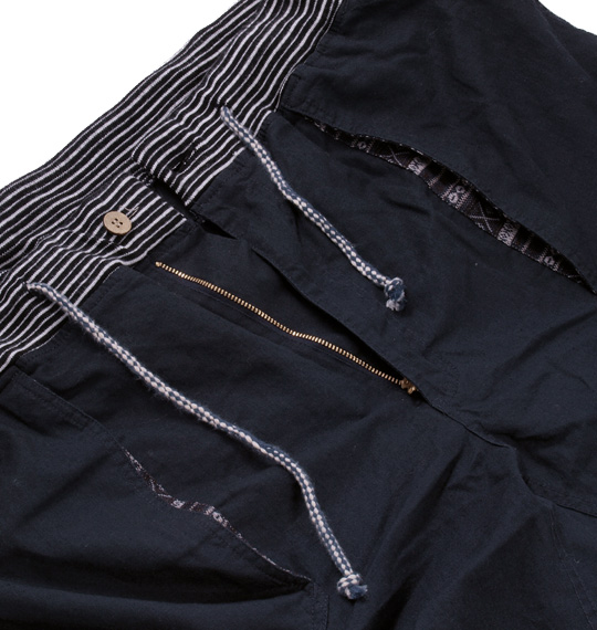 OUTDOOR PRODUCTS 綿麻リブ使いハーフパンツ ネイビー