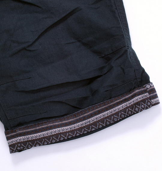 OUTDOOR PRODUCTS 綿麻リブ使いハーフパンツ ネイビー