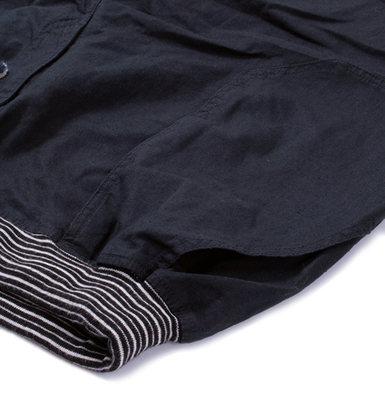 OUTDOOR PRODUCTS 綿麻リブ使いハーフパンツ ネイビー