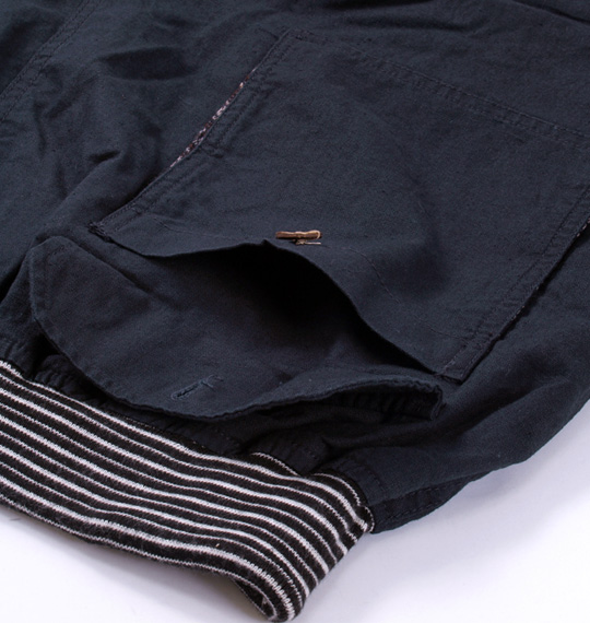 OUTDOOR PRODUCTS 綿麻リブ使いハーフパンツ ネイビー