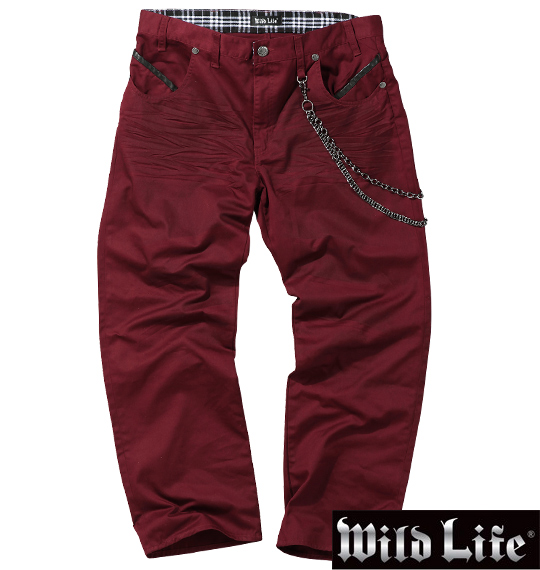 WILD LIFE チェーン付ツイルパンツ ワイン