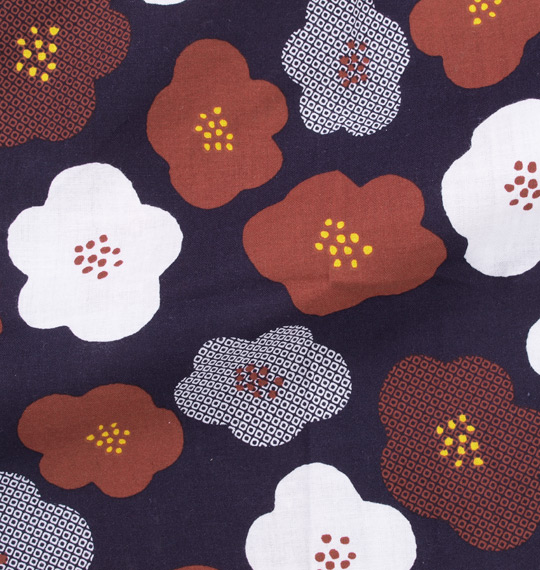 豊天 梅花柄イージーハーフパンツ ネイビー系