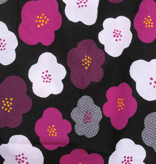 豊天 梅花柄イージーハーフパンツ ブラック系