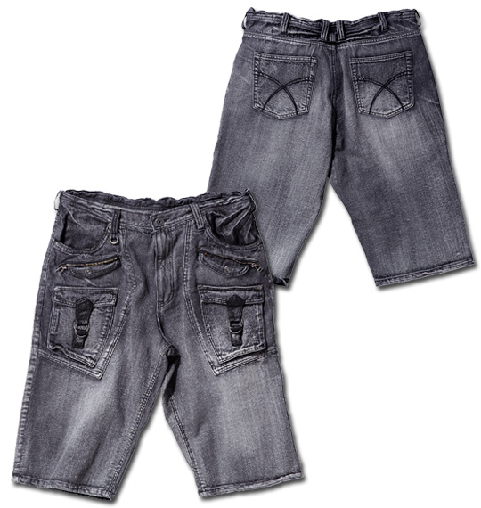 in the attic 六分丈ブッシュデニムパンツ ブラック