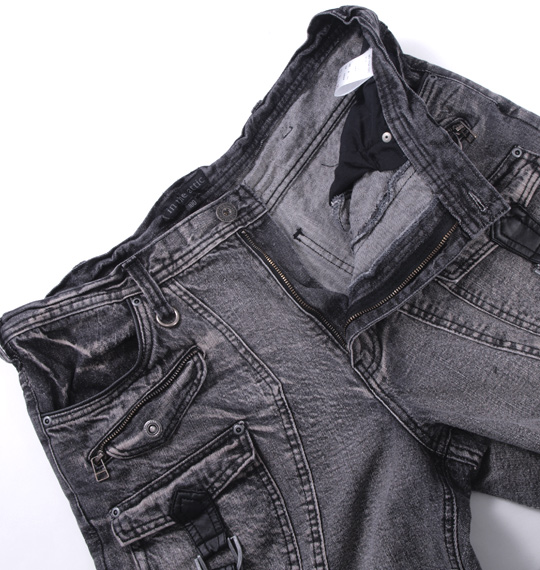 in the attic 六分丈ブッシュデニムパンツ ブラック