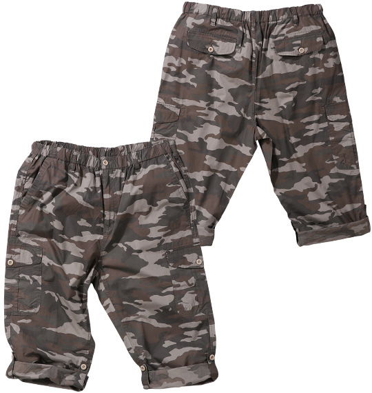 Mc.S.P ロールアップクロップドイージーカーゴパンツ カーキ系(迷彩柄)