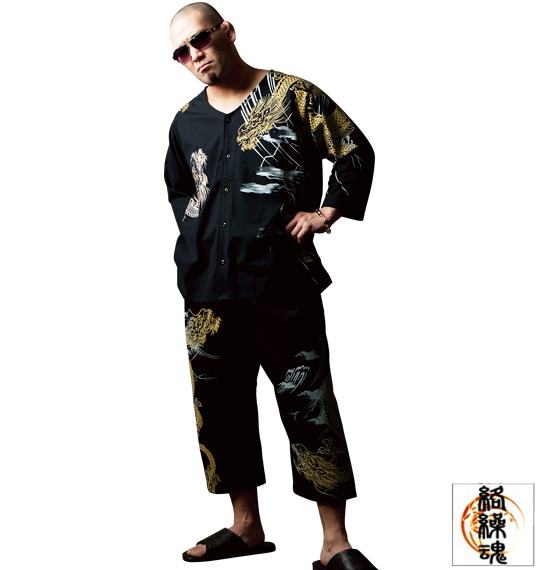 絡繰魂 龍神ステテコ ブラック