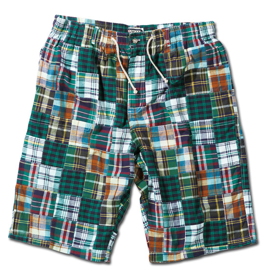 OUTDOOR PRODUCTS パッチワークハーフパンツ グリーン系