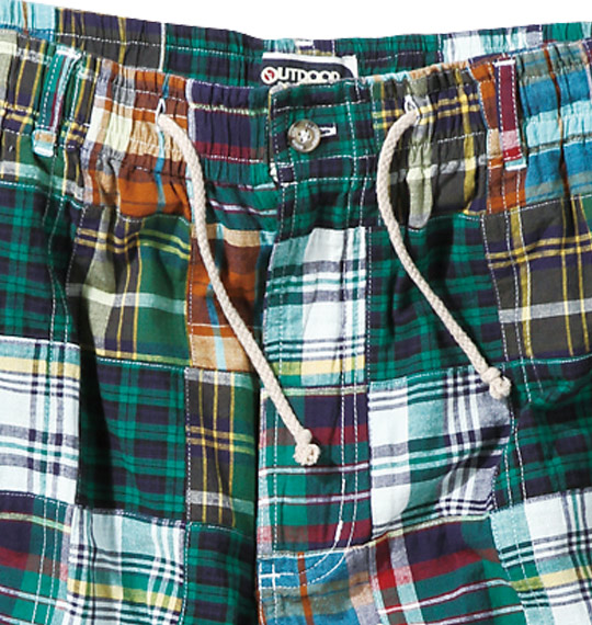 OUTDOOR PRODUCTS パッチワークハーフパンツ グリーン系
