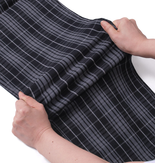 ROOT THREE ツイルストレッチチェックパンツ ブラック×グレー