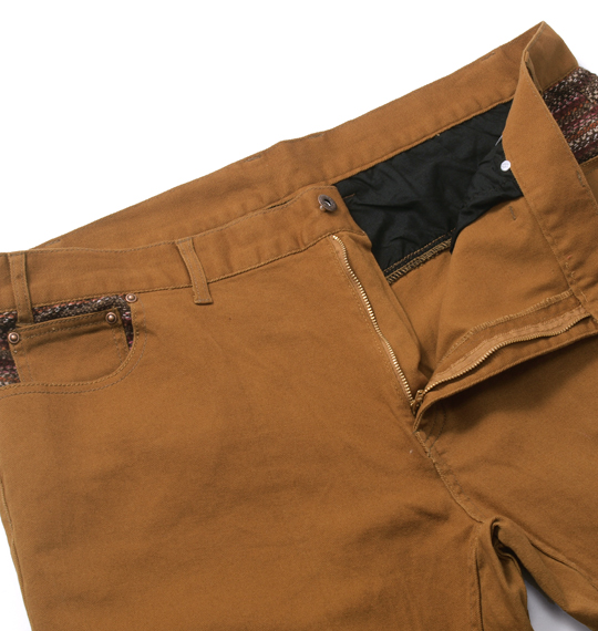 Free gate ジャガード切替ストレッチパンツ レンガ