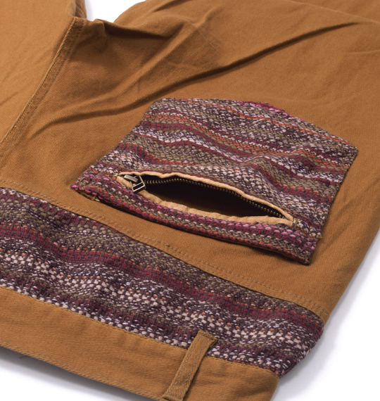 Free gate ジャガード切替ストレッチパンツ レンガ