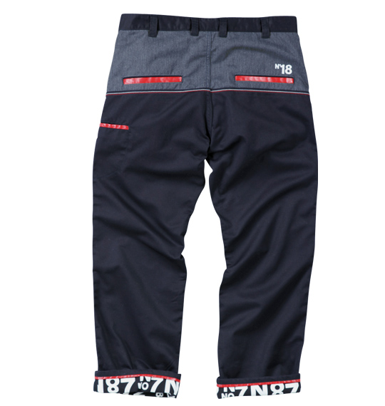 RIMASTER ナンバープリントツイルパンツ ネイビー