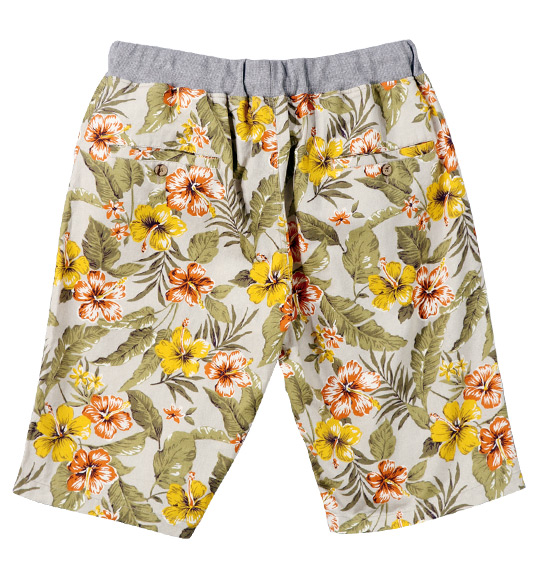 OUTDOOR PRODUCTS 綿麻フラワープリントハーフパンツ ベージュ