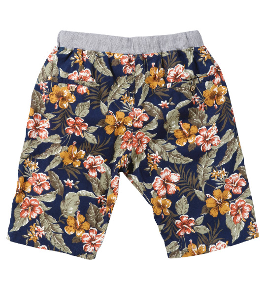 OUTDOOR PRODUCTS 綿麻フラワープリントハーフパンツ ネイビー