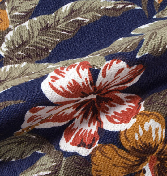 OUTDOOR PRODUCTS 綿麻フラワープリントハーフパンツ ネイビー