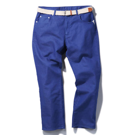 ROOT THREE ベルト付裏毛ジャガードパンツ ブルー