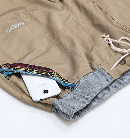 OUTDOOR PRODUCTS リブ付ロールアップイージーパンツ ベージュ