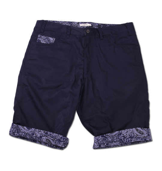 Timely Warning ペイズリー使いチノハーフパンツ ネイビー