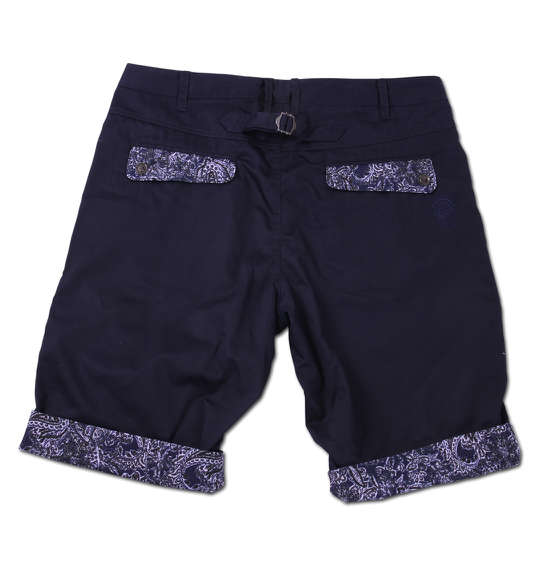 Timely Warning ペイズリー使いチノハーフパンツ ネイビー