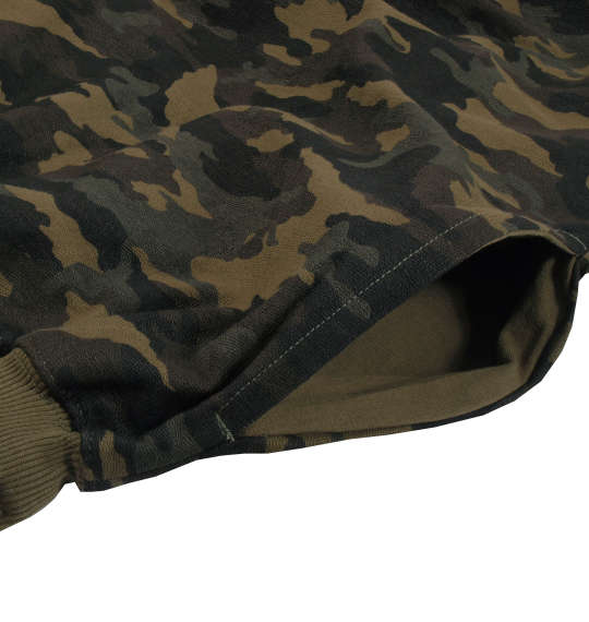 COLLINS ミニ裏毛カモフラ柄ハーフパンツ カーキ系