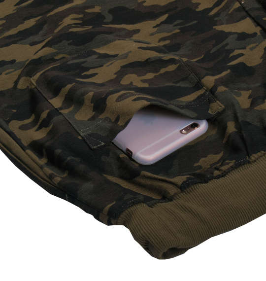 COLLINS ミニ裏毛カモフラ柄ハーフパンツ カーキ系