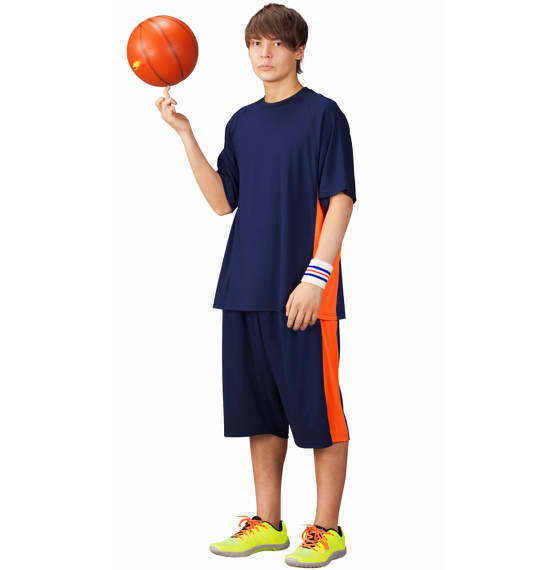 Mc.S.P 吸汗速乾半袖Tシャツ+ハーフパンツ ネイビー×オレンジ