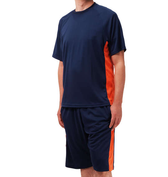 Mc.S.P 吸汗速乾半袖Tシャツ+ハーフパンツ ネイビー×オレンジ