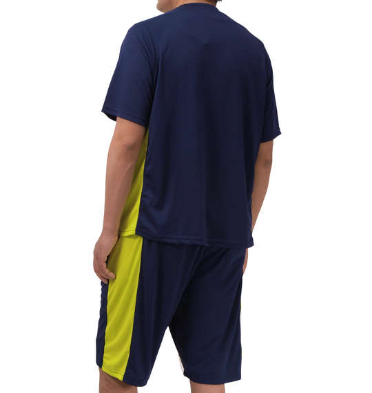 Mc.S.P 吸汗速乾半袖Tシャツ+ハーフパンツ ネイビー×ライム