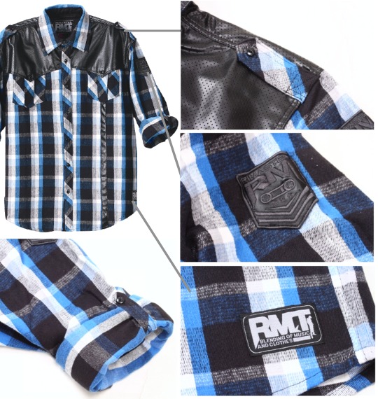 RIMASTER チェックネルシャツ ブルー×ブラック