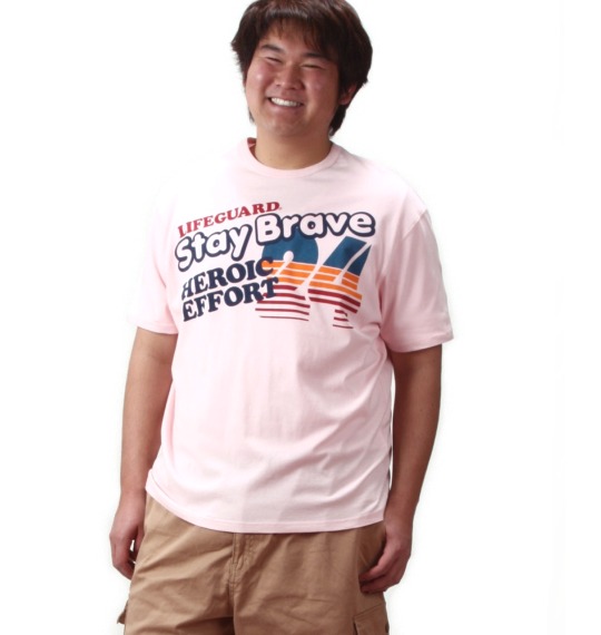 LIFE GUARD シャツ(半袖)+Tシャツ(半袖) アイボリー系×ピンク