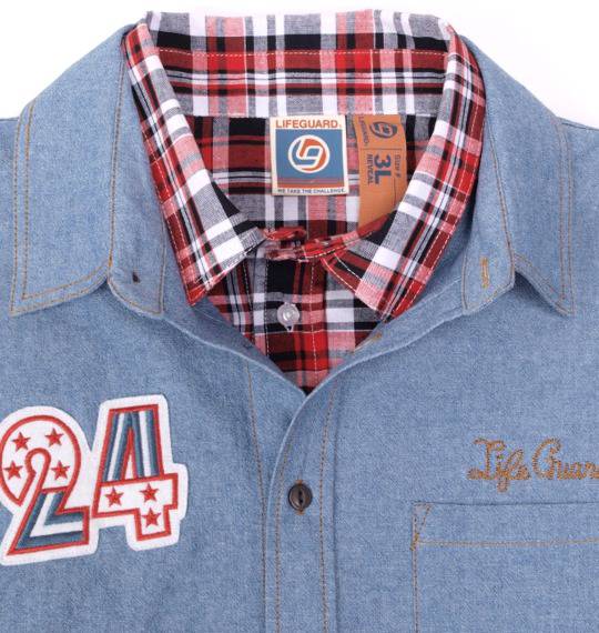 LIFE GUARD シャツ(半袖)+Tシャツ(半袖) ブルー×モクグレー