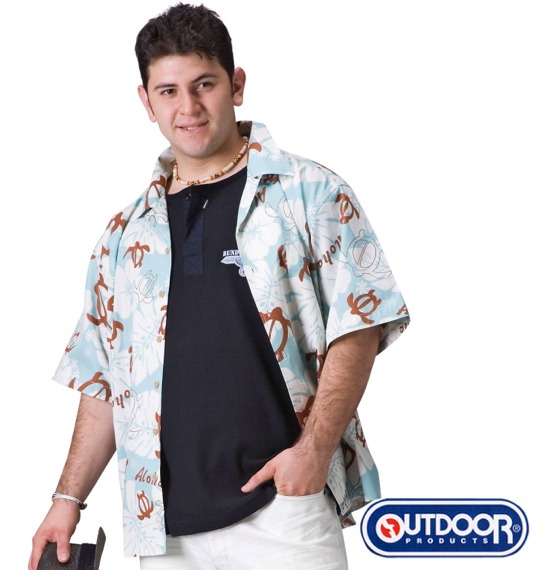 OUTDOOR PRODUCTS アロハシャツ(半袖) サックス系