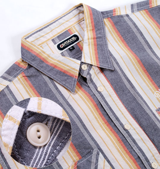 OUTDOOR PRODUCTS ストライプロールアップシャツ グレー系