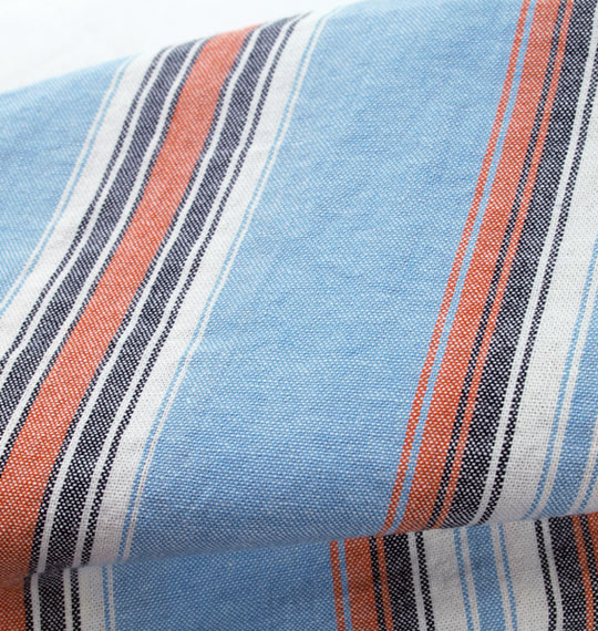 OUTDOOR PRODUCTS ストライプロールアップシャツ サックス系