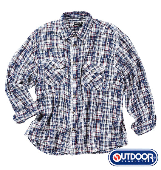 OUTDOOR PRODUCTS パッチワーク風シャツ ネイビー系