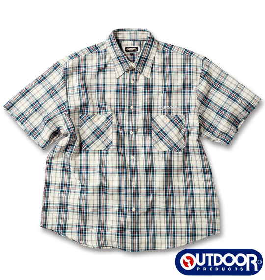 OUTDOOR PRODUCTS チェックシャツ(半袖) オフホワイト系