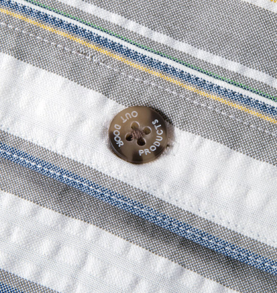 OUTDOOR PRODUCTS ストライプシャツ(半袖) カーキ系