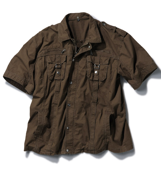 in the attic フェイクレイヤードシャツ(半袖) カーキ
