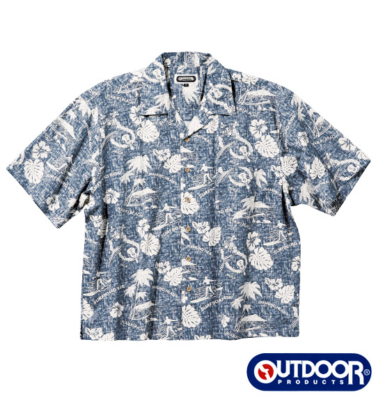 OUTDOOR PRODUCTS アロハシャツ ネイビー系