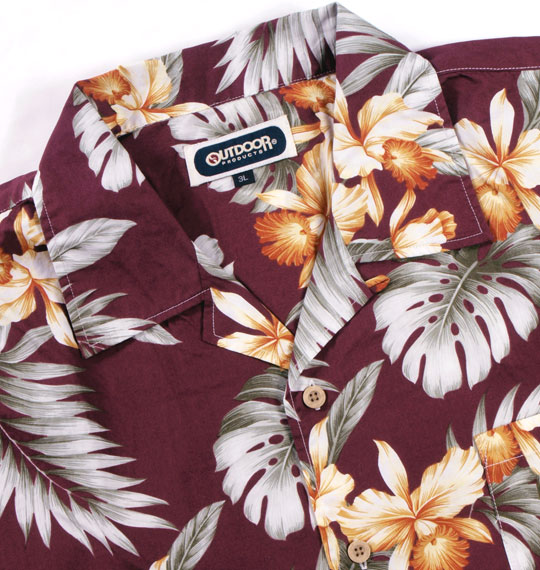 OUTDOOR PRODUCTS アロハシャツ ワイン系