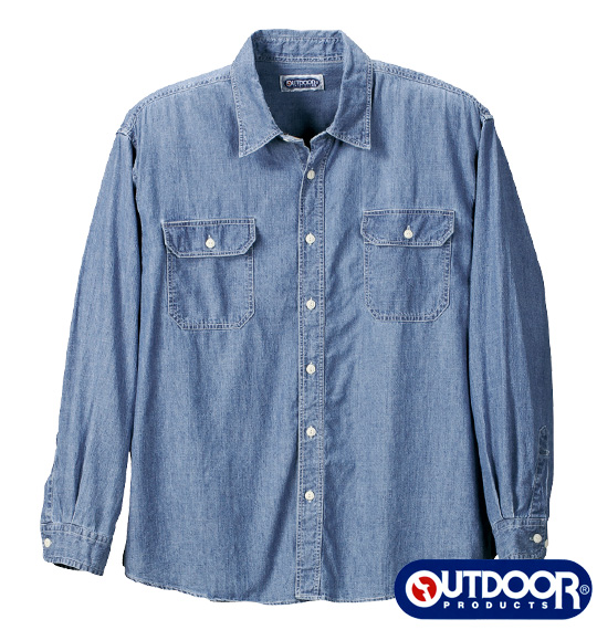 OUTDOOR PRODUCTS 長袖デニムシャツ ブルー